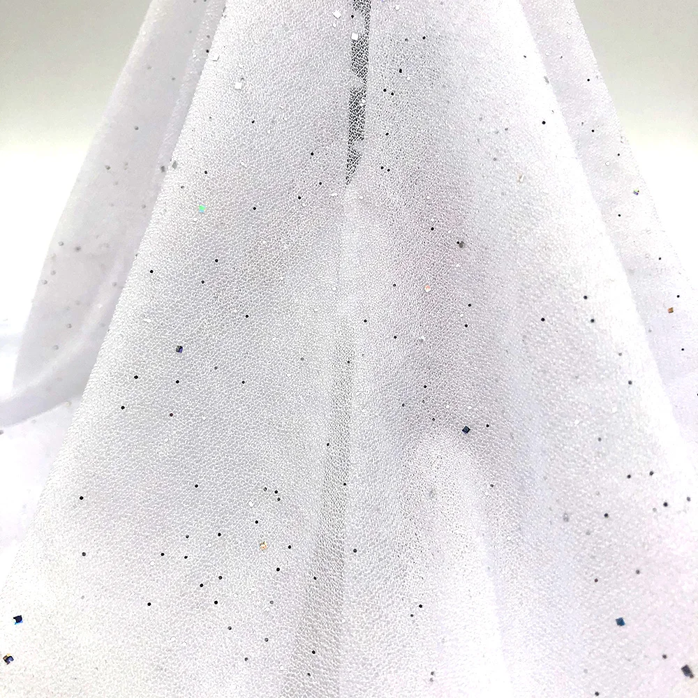 
Factory low price wholesale High quality hot sell tulle mesh giltter fabric 100% polyester wedding mesh fabric for women dress 