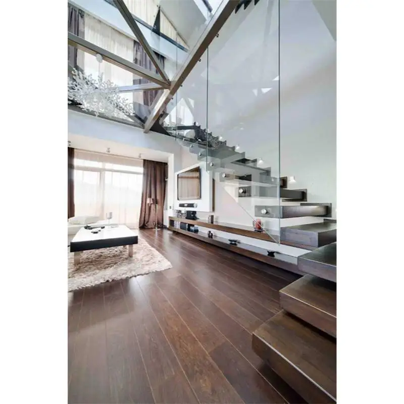 China Modern Stair Floating Straight Stairs Interior Staircase Villa Indoor Steel Stairs