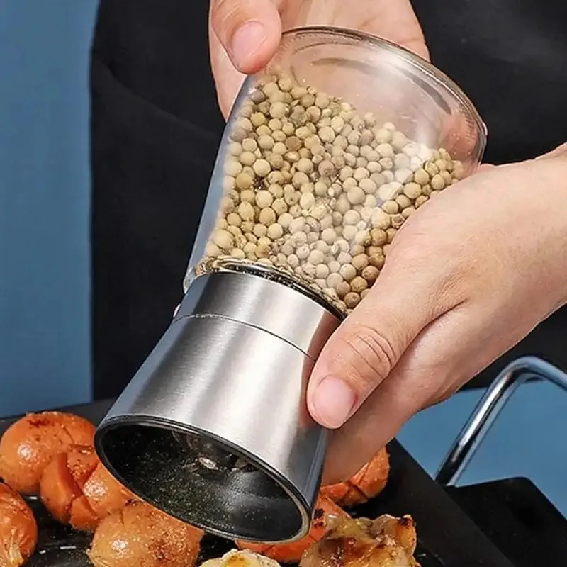 New Stainless Steel Pepper Grinder Portable Grinding Mill Manual Control Kitchen Cooking BBQ Tools Salt Mills Home Tool