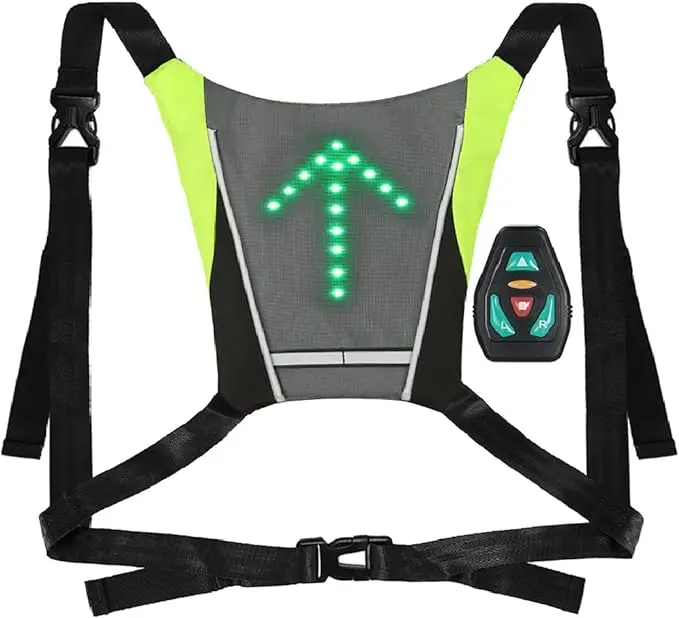 Custom Logo USB High Visibility Reflective Safety Vest with Red LED Flashing Light in the Back Running Warning Safety Vest
