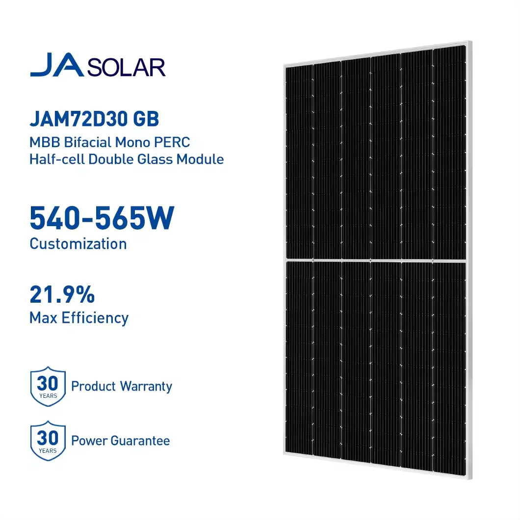 Good Selling JA 540-565w Mono Lower temperature coefficient High Efficiency 30 years Product Warranty shelf life Solar Panel