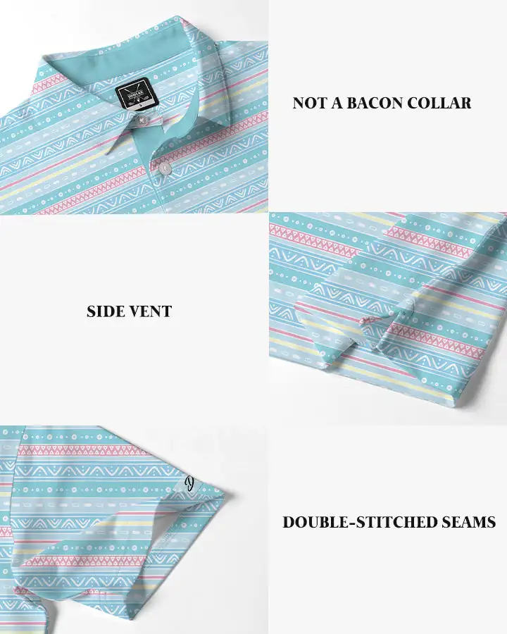 DEOLAX good quality design pattern print 4 way stretch moisture wicking golf wear color combination sports polo shirt