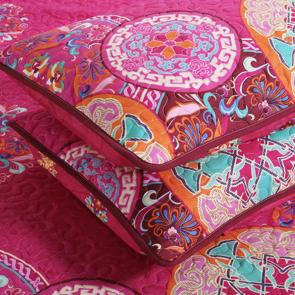 King Size Custom Print Quilt Set Luxury Quilt Bed Sheets Soft Quilted Bedding Set