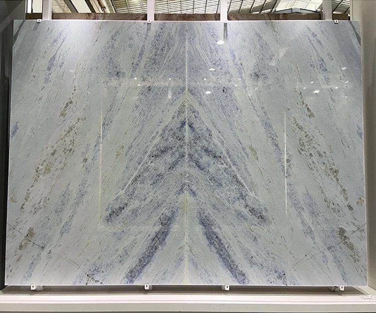 Luxury Rectangular Blue Natural Marble Top Stainless Steel Base Dining Table With Chair For home