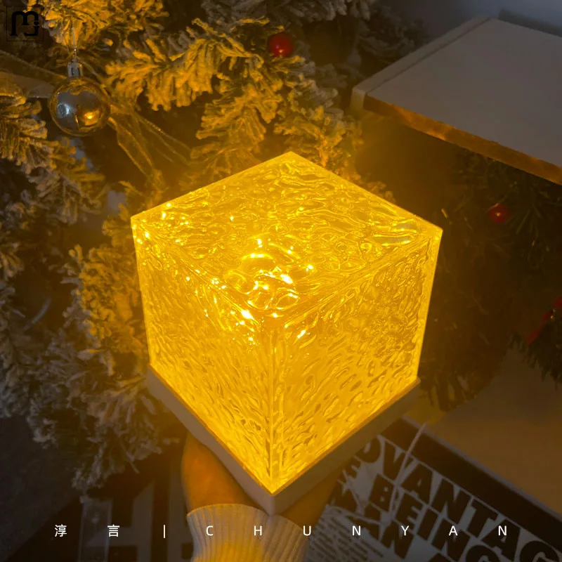 Настольная лампа океанская волна 3D настольная Светодиодная деревянная декоративная креативная проектор основа 3 вида цветов кабель управления