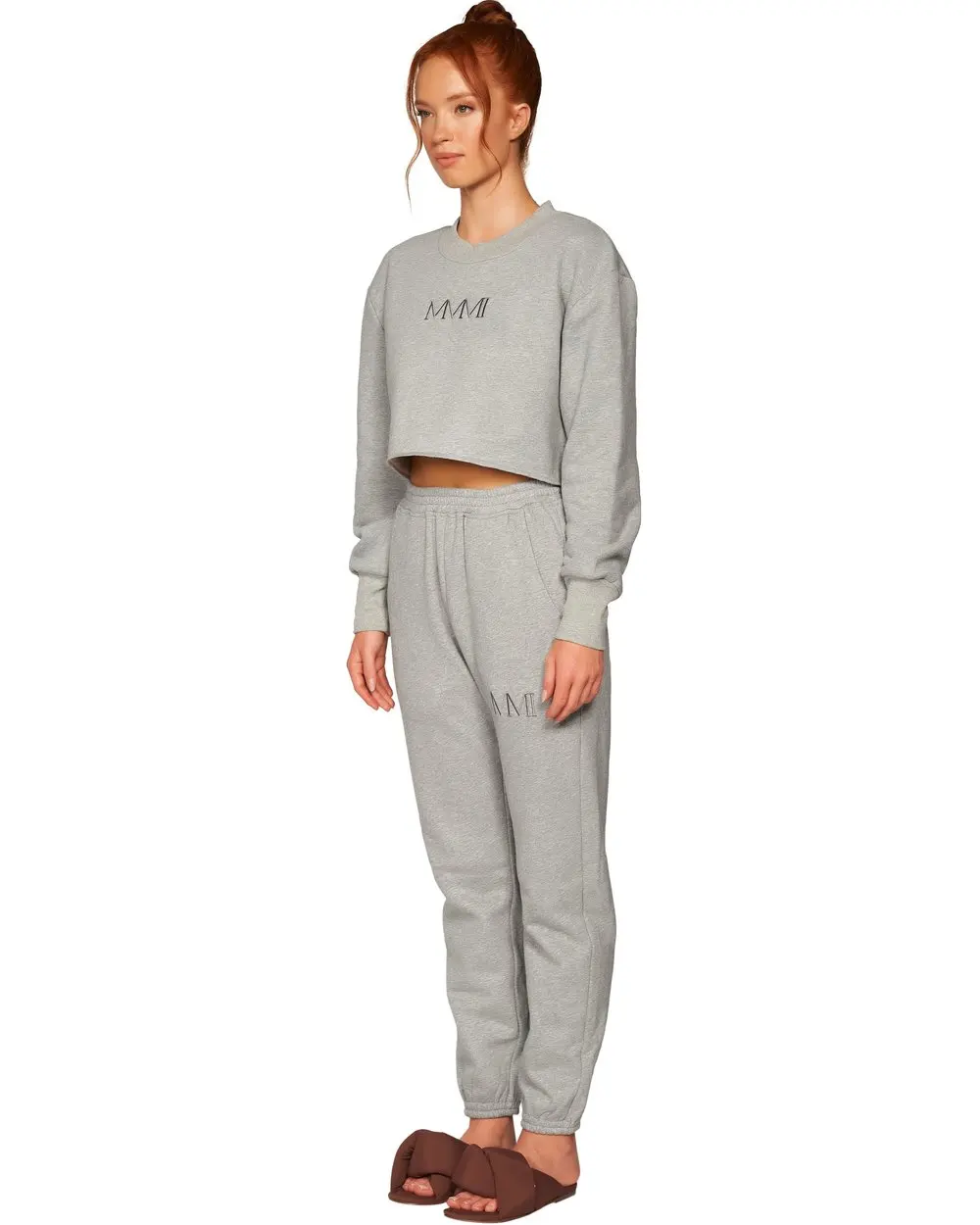 Autumn Winter Breathable custom long-sleeved tops short sweatshirts and trousers two-piece ladies suit jogger sets