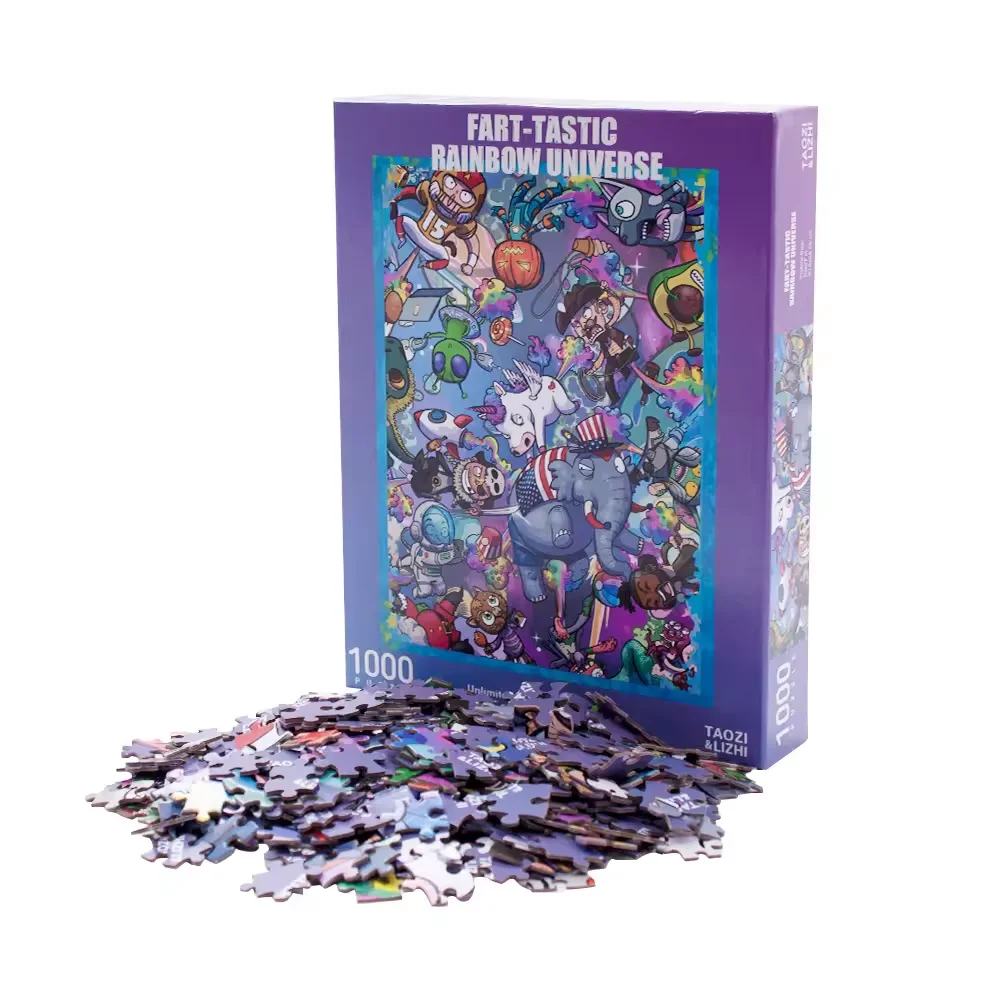 Manufacturer custom blue cardboard puzzle picture printed puzzle 1000 pieces jigsaw puzzles for adults