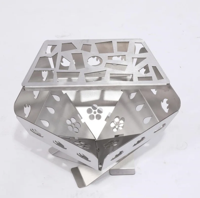folding camping bonfire frame stainless steel mesh burning fire outdoor picnic charcoal fire beacon tower
