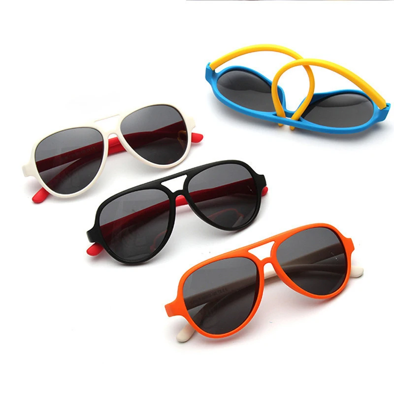 2023 Kids Aviation Tr90 Silicone Polarized Sunglasses Rubber Flexible Frame Children Style Sun Glasses
