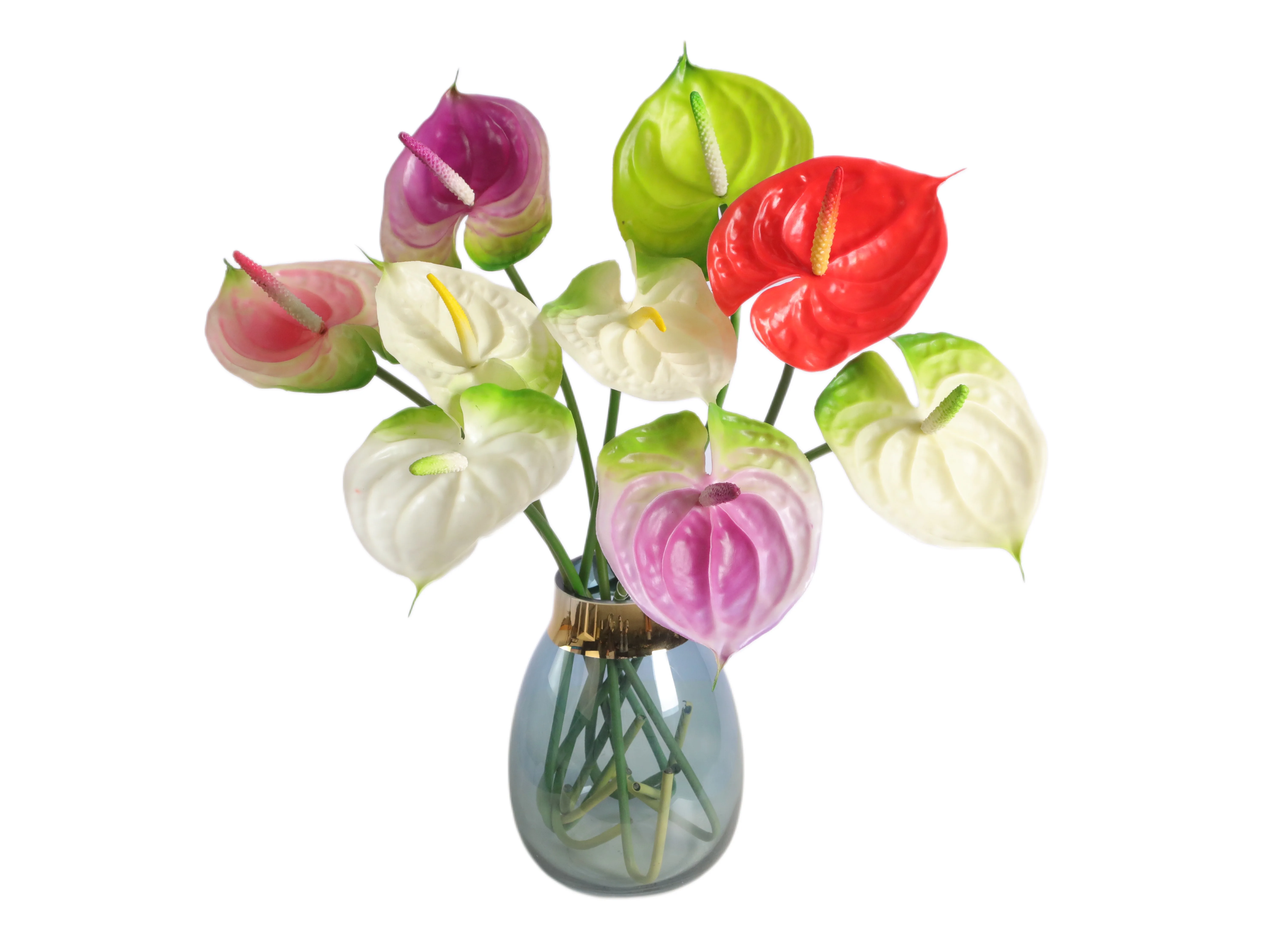 Real Touch Soft Pvc Eco-fashion Anthurium Artificial Flower Manufacturer