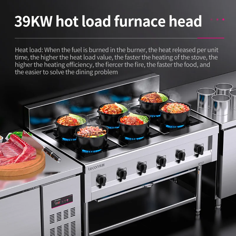 Restaurant Hotel Kitchen Cooktop 2/4/6/8 Burners Cast Iron Gas Stove With Shelf