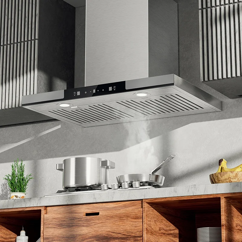 Sensor Touch Control Super Suction 600mm Stainless Steel Black Chimney Kitchen Exhaust Hood