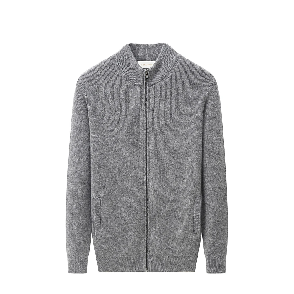 GUOOU 100% cashmere men cardigan full zipper coat cashmere sweater men