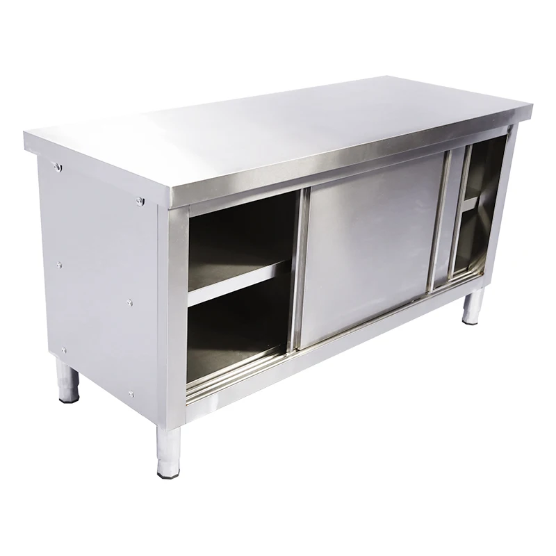 Stainless steel double doors storage, kitchen table, Work bench with drawers,Cabinet