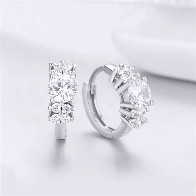 custom Youchuang cubic zirconia girls sterling silver earring huggie fine jewelry wholesale luxury bridal diamond hoop earrings
