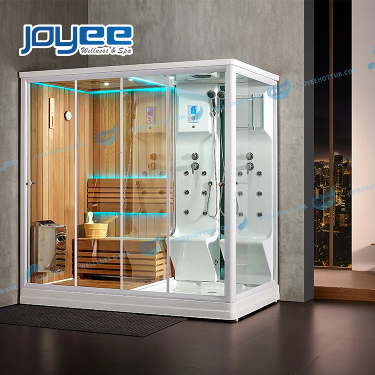 JOYEE 2 человек душевая Паровая комната со шкафчиками vapeur кабина combo душ Парная сауна с джакузи функция