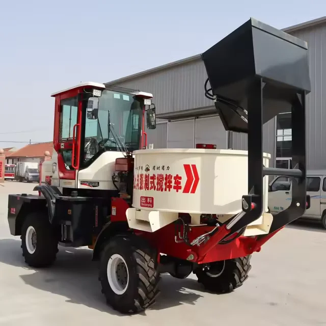 Flat Mouth Pan Automatic Concrete Self-loading Mixer Truck Self-Feeding Cement Flat Mixer Truck