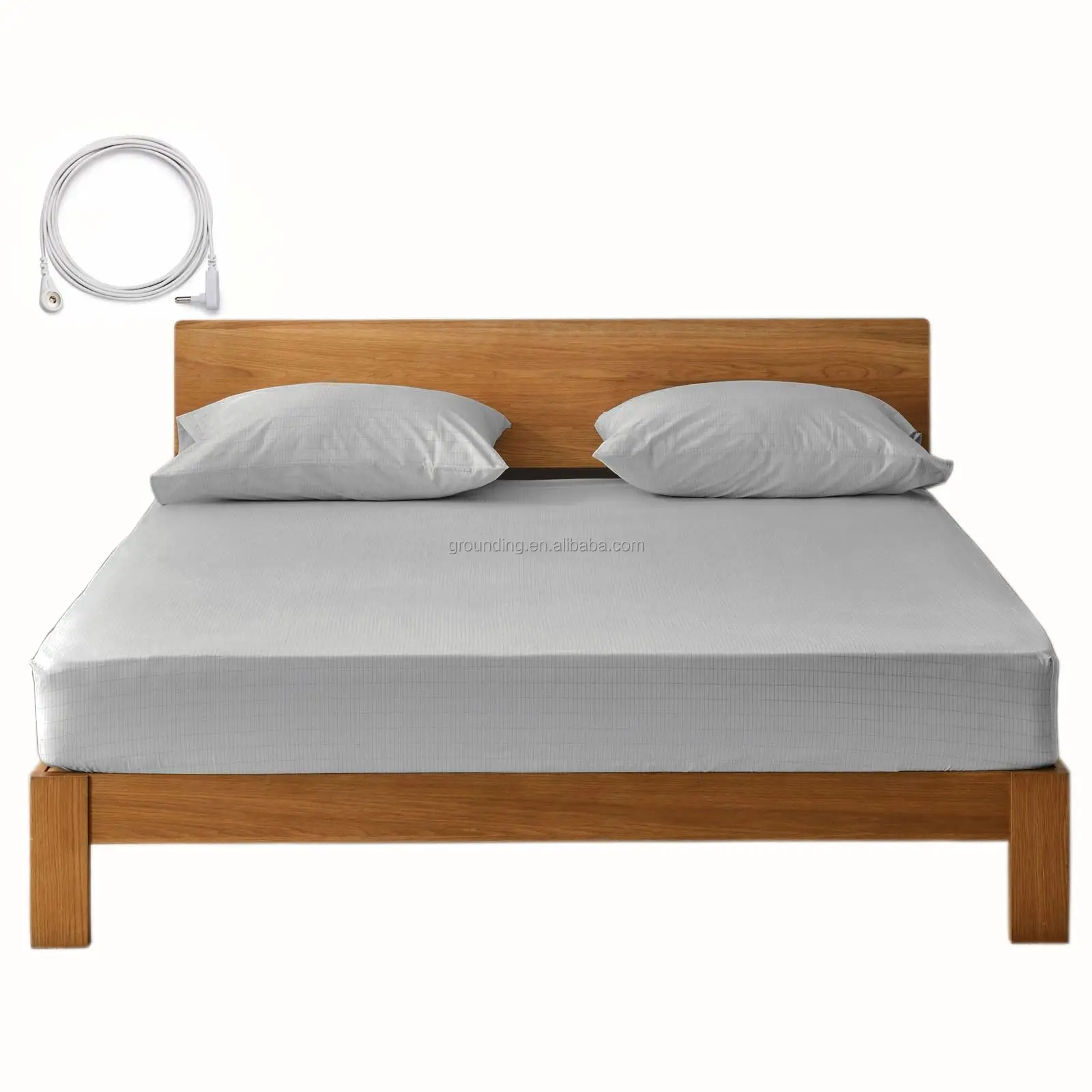 Customize Grounding Fitted Sheet Silver Fabric Bed Skirt Cotton Within 15ft Cord Grey Improving Sleep Earthing grounding sheets