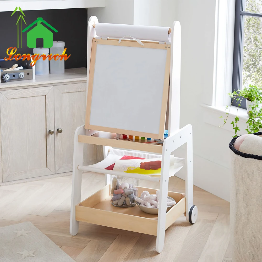 Wooden Art Easel Toddler Toy Neutral Ultimate Standing Children Reversible Painting Chalkboard for Kids