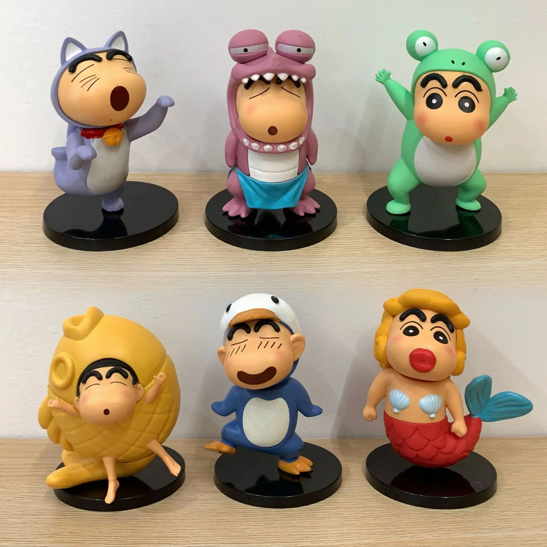 New Arrival Cartoon Anime 3D Funny Crayon Shin-chan Action Figure Set Toy Doll Collection Car Decoration PVC Action Figure Gifts