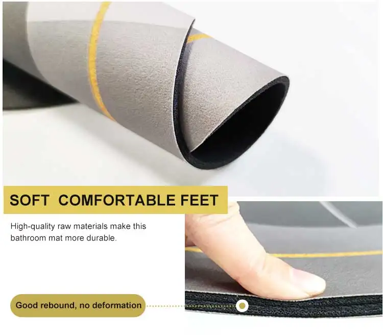 Graceline 2024 Hot-sale Diatom Mud Bath Mats 3D Printed Carpet Mats Oval Bathroom Carpet Rugs