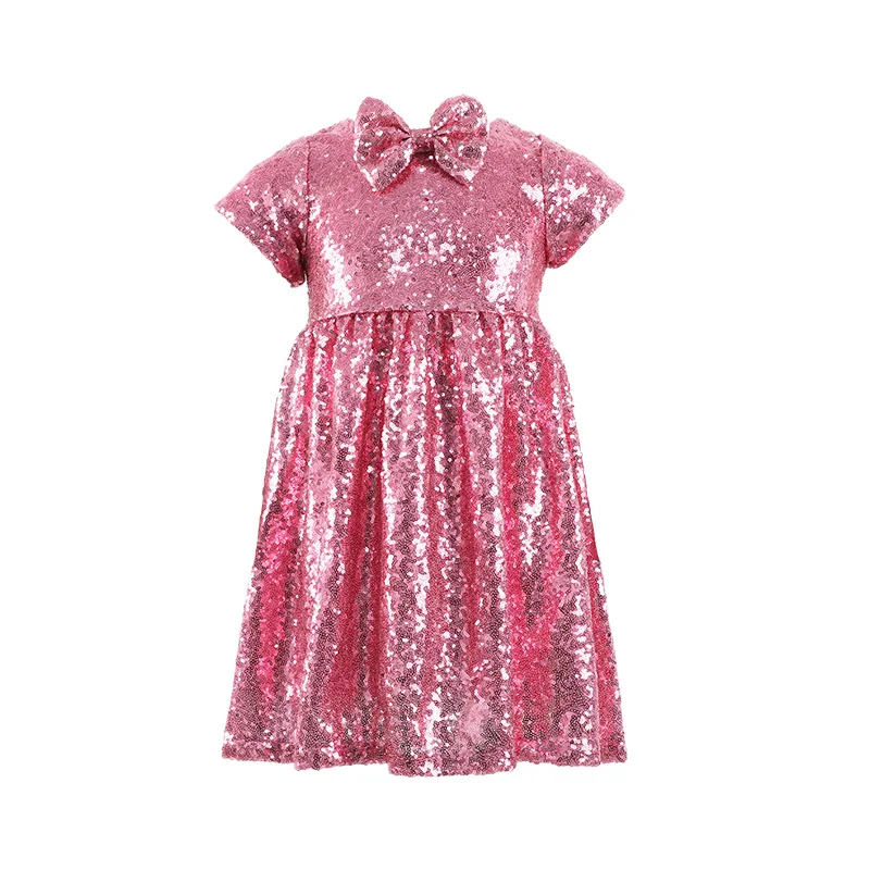 2024 New Summer 2-12T girls dress bling kids Children fashion clothes Sequins dress