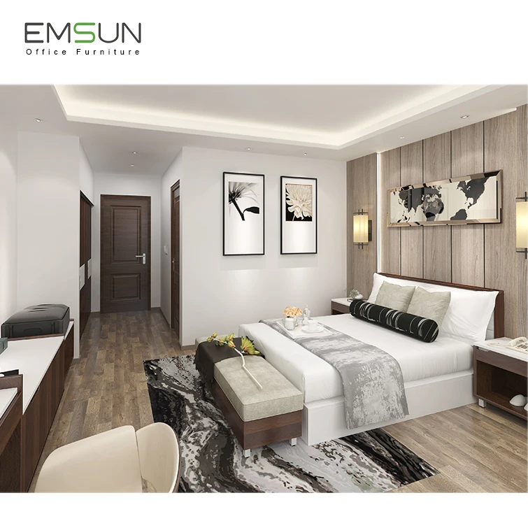 
Nordic Style modern design Wood MFC Double Bedroom Set 