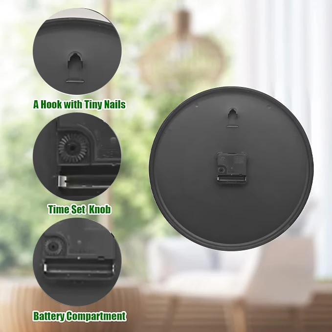 Custom 30cm Modern Wall Hanging Round Plastic Temperature Humidity Decorative Silent Non-Ticking Quartz Digital Clock