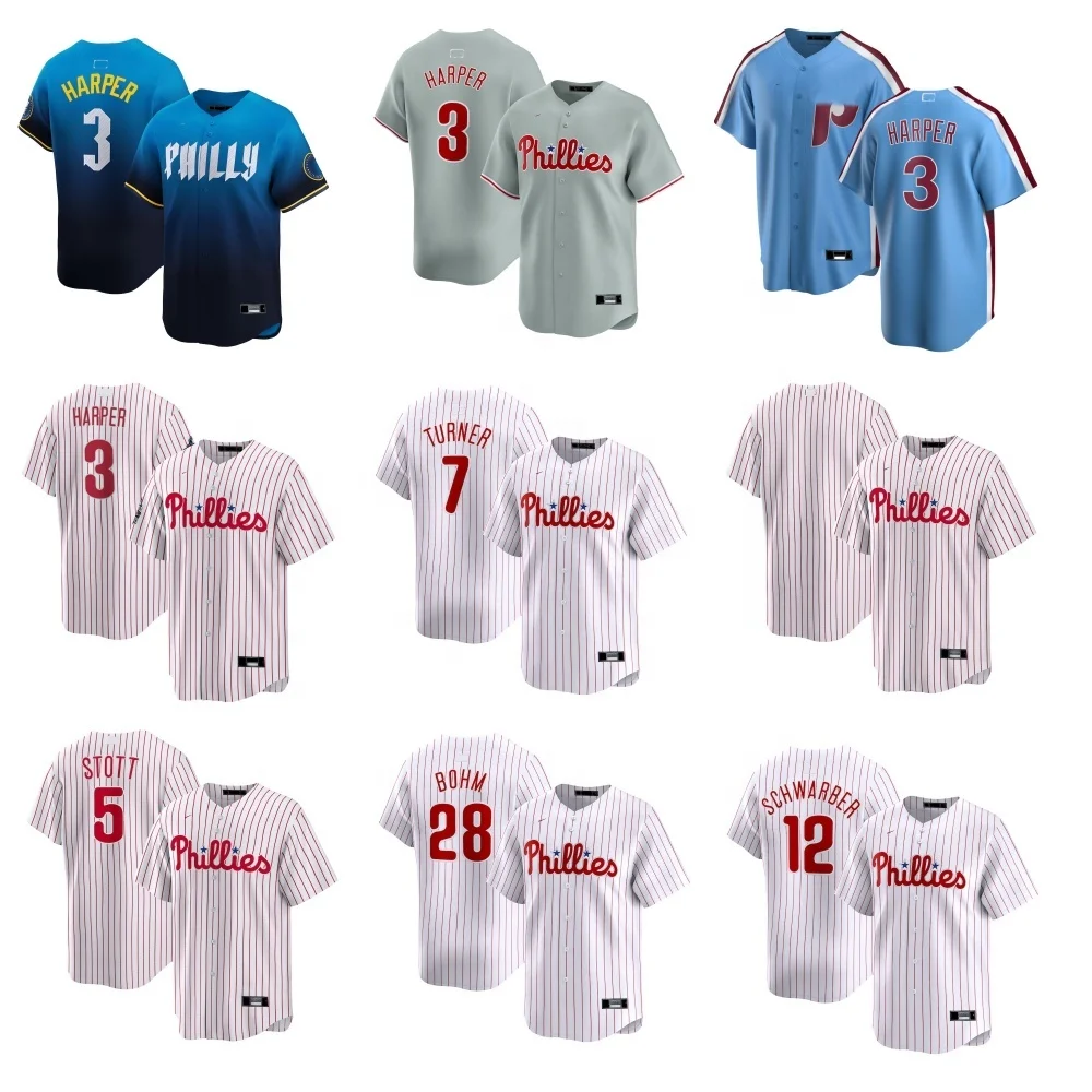 2024 mlbing новый сезон дизайн американская бейсбольная майка Harper Philadelphia Philly