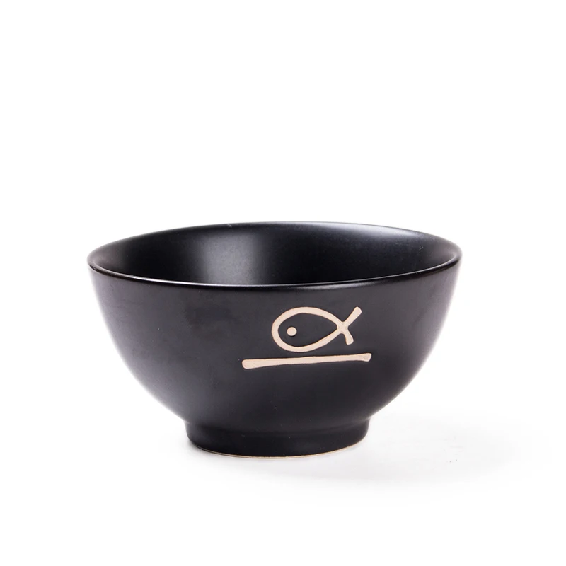 
Lucky Ceramic Black Pasta Ramen Noodles Soup Rice Bowls Decor 
