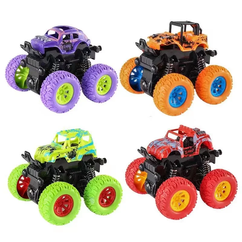 Hot selling mini plastic Inertial off-road vehicle four wheel drive friction power 360 degree rotation toy car
