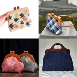 Custom High Quality Wooden Clutch Bag Box Frame Closure Kiss Clasp Foldable Wooden Purse Frame
