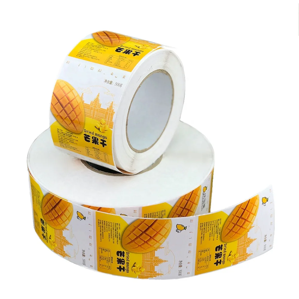 Custom production design Round logo Roll Gum food Adhesive Stamping Sticker Labels