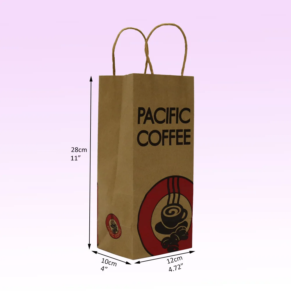 Wenzhou manufacturer customized brown grocery twisted handle reusable coffee kraft paper bag small