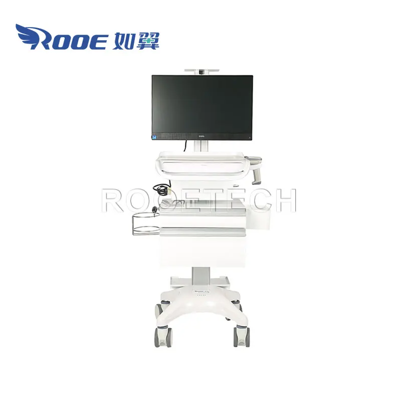 Newest Medical Furniture BWT-007 Mobile Hospital Computer Workstation Trolley for Sickroom Rounds