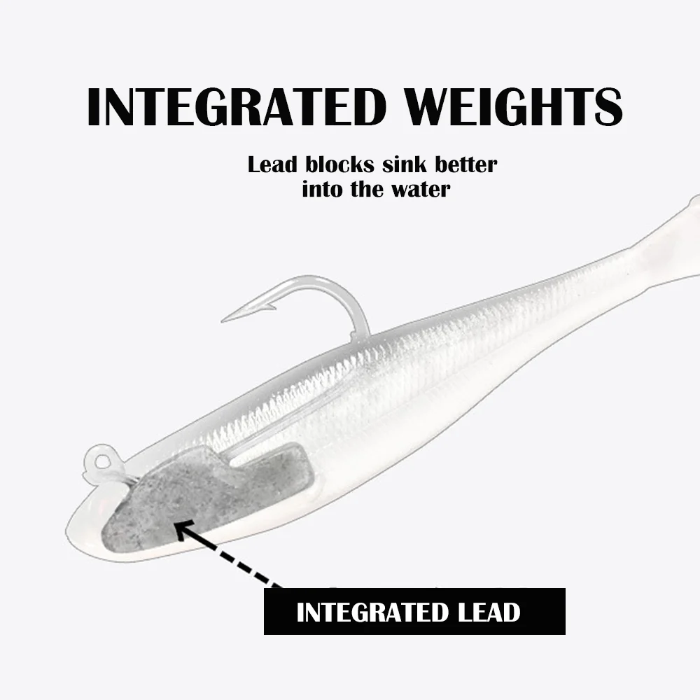 THORFORCE 90mm 12g Sinking Paddle Tail Realistic Shad Swimbait Jig Head Soft Vibrate Bait Bass Soft Fishing Lure