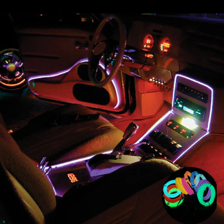 2.3mm 5 meter EL wire Neon rope craft light strip low price cuttable Interior decoration atmosphere light for car using