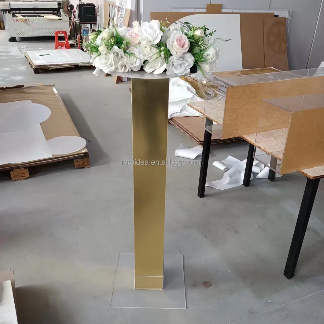 Gold Centerpieces Acrylic Plant Stands Flower Stand Wedding Decoration For Wedding Table