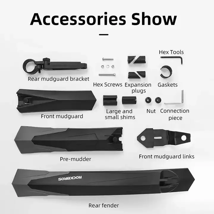 ROCKBROS Wide and Long Bicycle Mud Tile Bike Lightweight Front Rear Cycling Mudguard