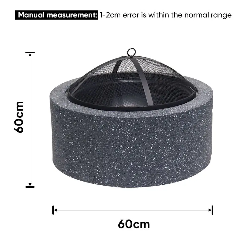KEYO Outdoor Garden BBQ Grill Fire Pit Wood Burning Grey Fire Bowl Kits Round Fire Pit