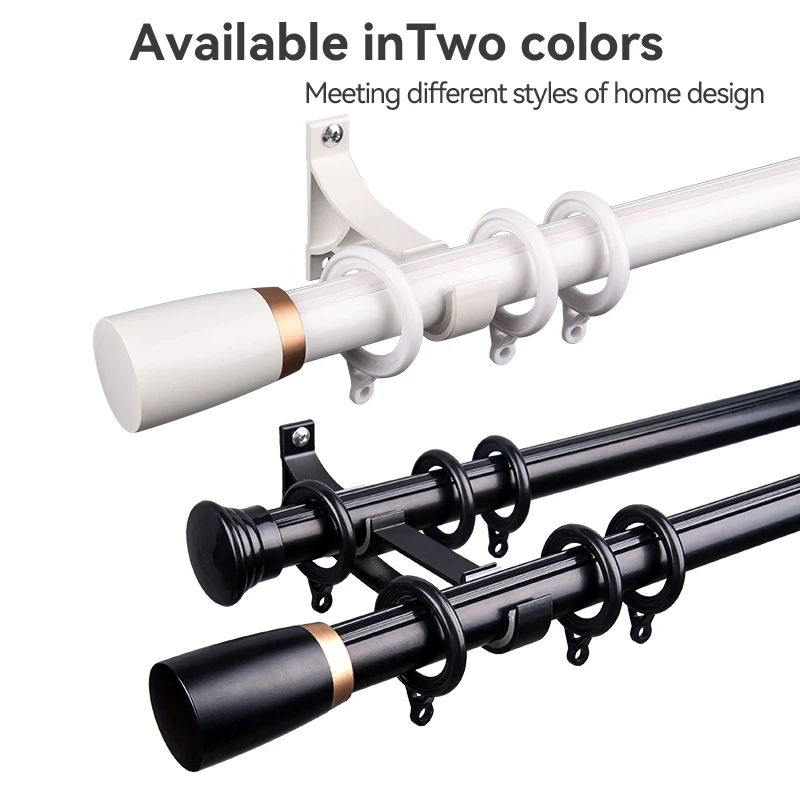 Wooden round corner brackets curtain rod for windows