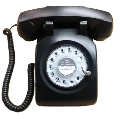 Hot!rotary dial black 60s 80s old fashioned retro vintage corded landline telephone