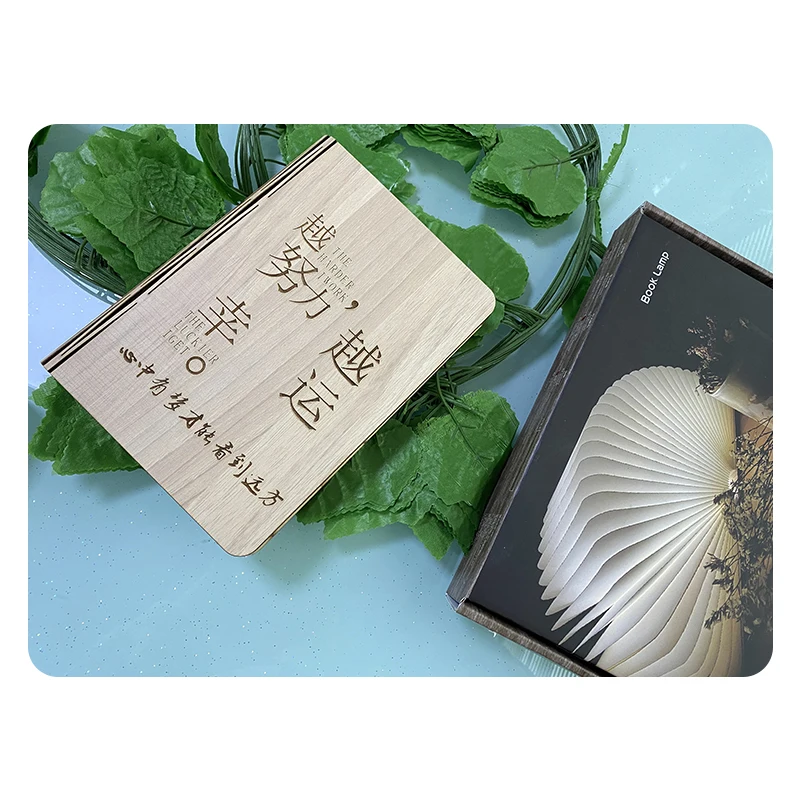 Folding Wooden Night Light Engraved Desk Small Book Lamp Folding Portable Desk Light