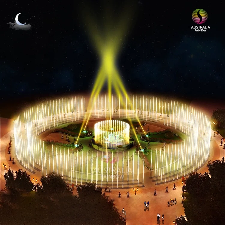 Ornamental Lotus Sculpture Large Music Dancing Dry Fountain With Colorful DMX Lights