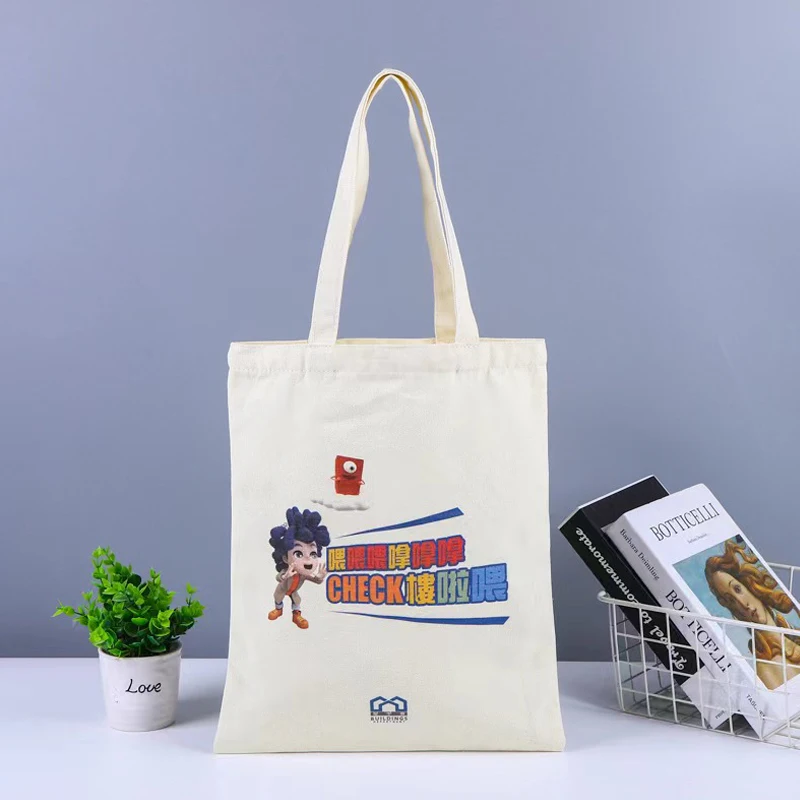 Personalized Custom Printed Logo Cotton Canvas Tote Bags Promotional Reusable Plain Blank Canvas Shopping Bags