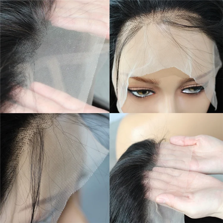 
New Arrival Light Yaki Straight with Bang Virgin Indian Gluless Human Hair Lace Front Wigs with Baby Hair 