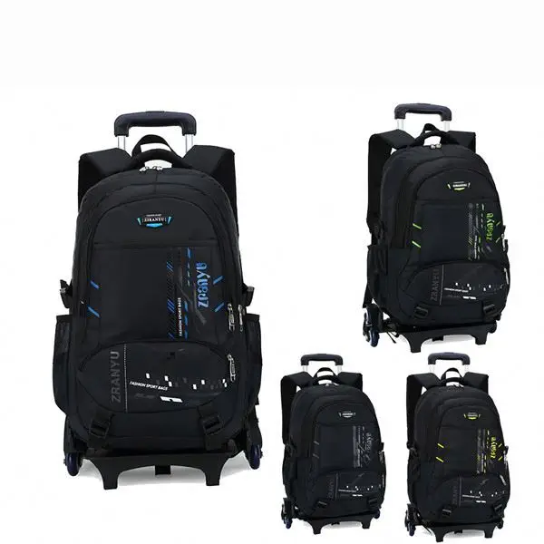 Triple Wheel Stair Climber Removable Trolley School Backpack