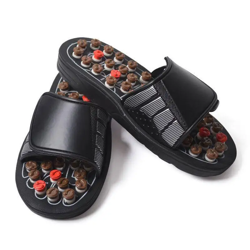 Shoes Men New Item Launch Foot Care Man Sandals Acupressure Slippers Agate Massage Shoes Natural EVA Wood Unisex Mesh a Pair