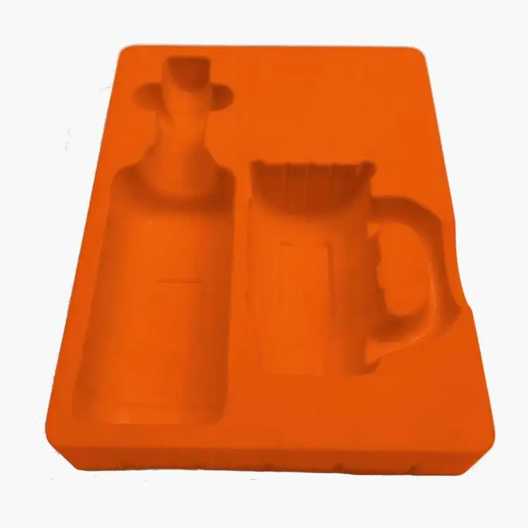 Сделанные на заказ пластиковые лотки PS флокированные/флокирующие лотки цветной блистерный лоток для косметической фурнитуры для вина