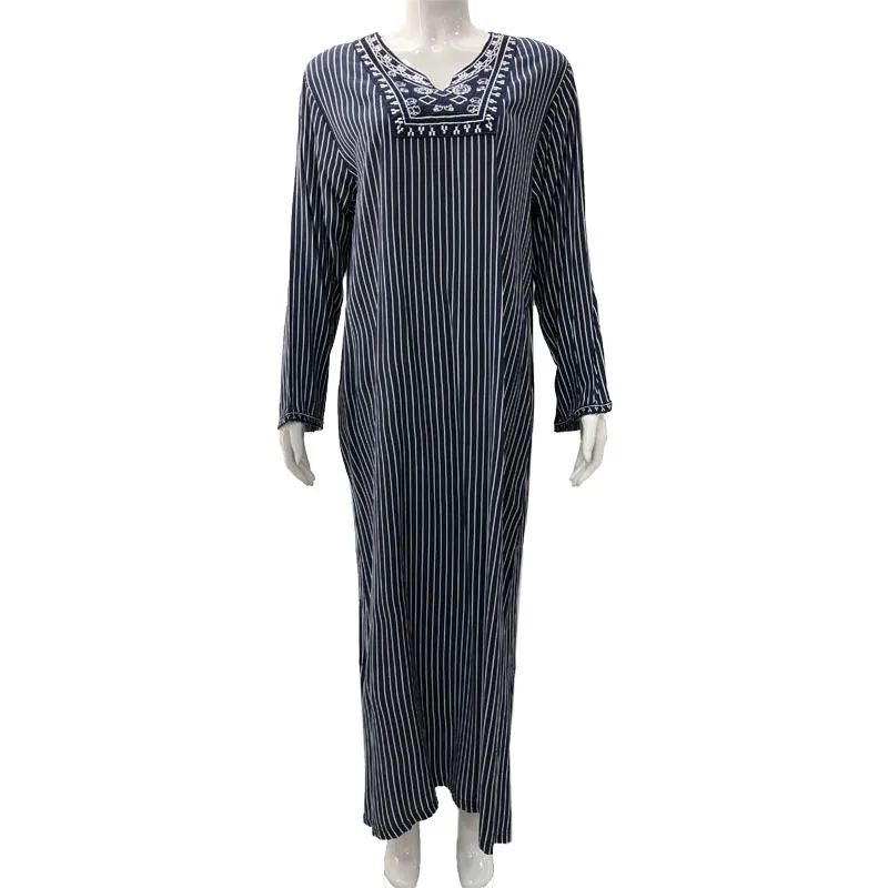 Islam clothing women long sleeves rayon Arabic nightgown home wear royal blue Muslim abaya dress